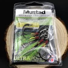 Mustad Fishing Hooks Barbed Hook Jig Assist Double Hooks Tied Up Iron Saltwater Jig Bright Feature Hooks Sea Ocean Beach Pesca