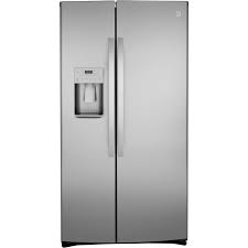 Ge 25 1 Cu Ft Side By Side Refrigerator In Fingerprint Resistant Stainless Steel Gss25iynfs The Home Depot Side By Side Refrigerator Stainless Steel Counters Counter Depth