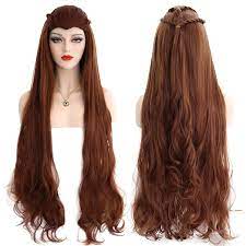Amazon Com Beron 40 Long Wavy Wig Cosplay Costume Party Halloween Wig With Braid Wig Cap Included Updated Adjustable Cap Size Brown Beauty Personal Care