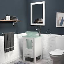 Check spelling or type a new query. 18 Inch White Wood Bathroom Vanity With Glass Vessel Sink