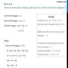 X + (x + 2) + (x + 4) = 72. Ex 2 2 6 Three Consecutive Integers Add Up To 51 What Are