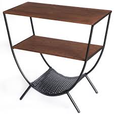 The teak top was cracked in multiple place and then pinned to keep it together. Uniquewise Wood And Metal Console Table With 3 Shelves Round Accent Table For Living Room The Home Depot Canada