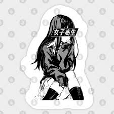 Maybe you would like to learn more about one of these? School Girl Black And White Sad Japanese Anime Aesthetic Anime Sticker Teepublic