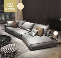 Sofá de couro minimalista italiano, sofá de couro moderno e minimalista,  leve e de luxo em estilo nórdico, para sala de estar