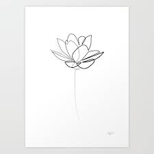 Buy One Line Lotus B W Art Print By Quibe Worldwide Shipping Available At Society6 Com Just One Of Mi Line Art Tattoos Floral Tattoo Sleeve Fine Line Tattoos