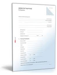 Bundeseinheitliche formulare und vordrucke (z.b. Werkstattauftrag Kfz Reparatur Muster Zum Download
