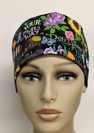 In the Garden Hybrid, Ponytail, Mens Small, Surgeon Cap Style Scrub Hat