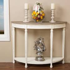 Half round console table designed with a solid mango hard wood top, and beautifuly completed by its simple industrial base frame. Half Moon Console Tables Accent Tables The Home Depot