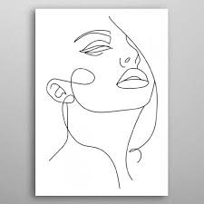 Abstract Girl Face Oneline Metal Poster Print Valeria Tsolova Displate Abstract Line Art Abstract Face Art Abstract Girl Face