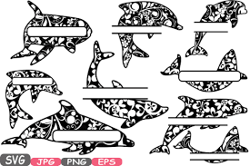 Download Split Dolphin Delphins Mascot Flower Monogram Cutting Files Svg Silhouette School Clipart Illustration Eps Png Jpg Zoo Vector 415s By Hamhamart Thehungryjpeg Com