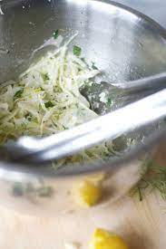 The spicy slaw for fish tacos may be made a few hours or even a day ahead of time and stored in the fridge. Fennel Slaw Sarcastic Cooking