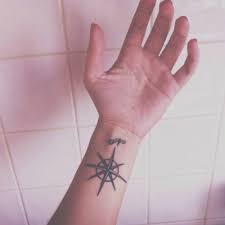 A tattoo that runs from the wrist down. Wrist Tattoo Of A Compass On Lexi
