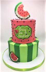 Watermelon Themed 2 Tier Cake Watermelon Birthday Parties Watermelon Cake Birthday Watermelon Birthday
