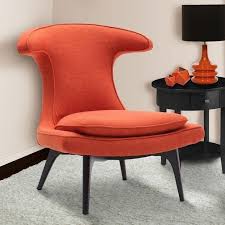 The coral, orange, and cream pattern on this accent chair is bright and fun, but still pairs. Aria Orange Accent Chair By Armen Living Furniturepick