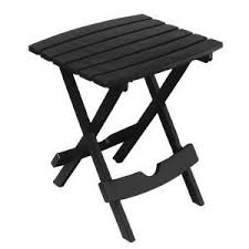 Adams Manufacturing Quik Fold Black Plastic Resin Outdoor Side Table 8510 02 3700 In 2020 Patio Side Table Side Table Wood Outdoor Side Table