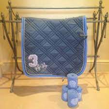 Hv Polo Grey And Baby Blue Dressage Cloth And Bandage Set Saddle Pads Baby Blue Horse Rider
