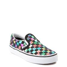 vans slip on iridescent checkerboard