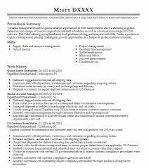 A successful resume sample in the field mentions skills like logistics expertise, problem solving, time management, accuracy, attention to details, and computer competences. Operations Ocean Import Export Specialist Resume Example Company Name Phoenix Arizona