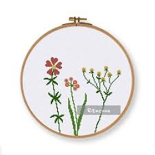 These alphabet patterns are provided for free private use. Easy Wildflowers Cross Stitch Pattern Natural Lovely Cute Etsy Cross Stitch Alphabet Patterns Stitch Patterns Cross Stitch Patterns