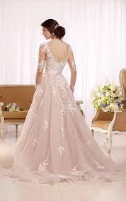 Tulle Wedding Dress With Illusion Lace Sleeves Essense Of Australia Essense Of Australia Wedding Dresses Blush Pink Wedding Dress Ball Dresses
