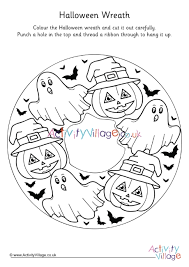 Keep your kids busy doing something fun and creative by printing out free coloring pages. Halloween Wreath Colouring Page