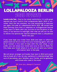 Chicago — lollapalooza released the official lineup wednesday for this summer's music festival. Lollapalooza Berlin
