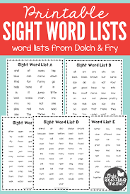 | 6th 100 fry sight words for building english vocabulary, printable in pdf format. Printable Sight Words List Dolch Sight Words And Fry S List