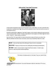Fdr And New Deal Web Activity Worksheet 3 Rs Programs