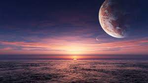 Sunset View On An Ocean Planet Somewhere In The Universe 1920 1080 Planets In The Sky Landscape Wallpaper Sunset