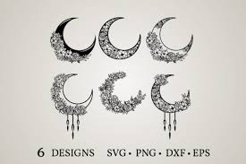 Sun, clouds, rain and lightning (free) outer space cartoon elements. Moon Flower Svg Graphic By Euphoria Design Creative Fabrica