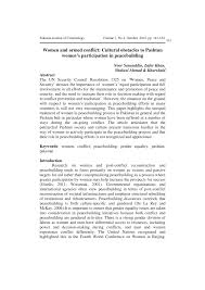 PDF) Women and armed conflict: Cultural obstacles to Pashtun women's  participation in peacebuilding