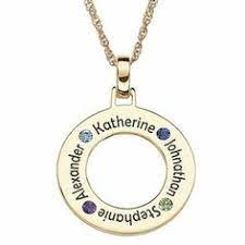 Circle Necklace With Names And Birthstones Gold Or Silver