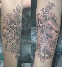 Love the flower choices lion tattoo design animal tattoos. 33 Majestic And Powerful Lion Tattoo Designs