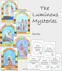 A fee coloring page of each mystery of the rosary. The Luminous Mysteries Of The Rosary Cards Mysteries Of The Rosary The Baptism Of Jesus Luminous Mysteries Of The Rosary