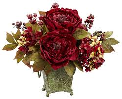 | / give your diy floral designs a classic look with these cream fake oakleaf hydrangea flowers, also known as snow queen hydrangeas. Peony And Hydrangea Silk Flower Arrangement Victorian Artificial Flower Arrangements By Bathroom Marketplace Houzz