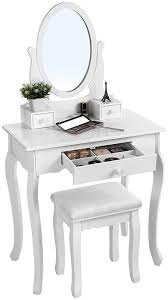Dygzh Dressing Table Make Up Dressing Tables With Stools And Oval Mirrors Provide Plenty Of St In 2020 Dressing Table With Stool Vanity Table Set Dressing Table Vanity