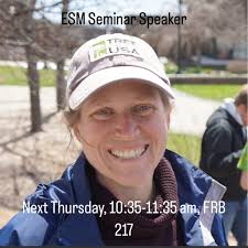 Next Thursday, March 27th (10:35-11:35), Rebecca Hargrave will give a  seminar titled “Applying tree physiology to tree care practices” in FRB  217! She is this years alumni-selected ESM Seminar Speaker!!