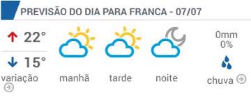 Temperatura, velocidade do vento, humidade, cota de neve, pressão, etc. Jornal Da Franca Ao Menos Pela Manha Tempo Nao Esfria Tanto Mas Previsao Hoje E De 22 Graus Jornal Da Franca