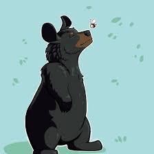 Chibi Black Bear Art By Ashley Dadoun Features A Drawing Of A Black Bear And A Bee Redbubble Redbubbleartist Black Bears Art Bear Art Animal Illustration