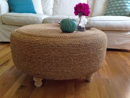Crafted from abaca and wood, this coffee table is wrapped in rattan wicker for a natural feel. My Tire And Rope Coffee Table Is Done I Love The Way This Came Out It S Just As Awesome As The 600 Abaca Coffee T Diy Ottoman Rope Ottoman Diy Rope Ottoman