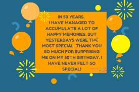 This is the first formal speech in a meeting. Heartfelt Thank You Messages For 50th Birthday Party