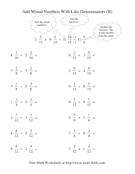 The Adding Mixed Fractions Like Denominators Reducing No Renaming B Math Worksheet From Th Fractions Worksheets Adding Mixed Number Adding Mixed Fractions