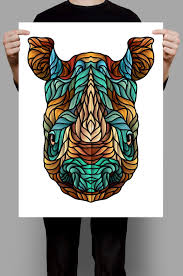 Rihno New Poster Available On Sociate6 Art Artwork Designe Draw Lines Artwork Animal Rihno Colours Poster Vector Present Animation Vorlagen
