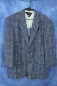 Vintage Tommy Hilfiger Blazer Sport Coat Light Blue Tweed Shoulder Pads Business Retro Made In Usa