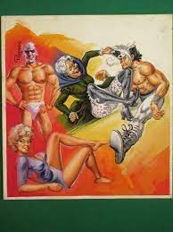 BEEFCAKE SEXY GAY INT HUNK WRESTLING MEXICAN COMIC COVER ART SIGNED BY  PEGASO | eBay