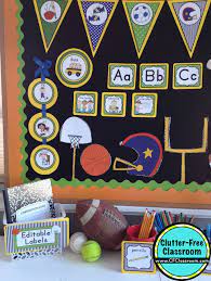 I took some sneak peak pictures of the bulletin boards and i am going to be sharing them with you very soon!!! Sports Themed Classroom Ideas Printable Classroom Decorations Laptrinhx