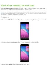 Hard Reset HUAWEI P9 Lite Mini ...