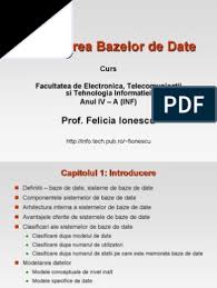 Sistemul respecta teoria relationala, este robust si se bazeaza pe sql standard. Proiectare Baze De Date Pdf