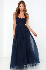 Garden Tulle Navy Blue Maxi Dress Dark Blue Prom Dresses Prom Dresses Long Blue Prom Dresses Blue