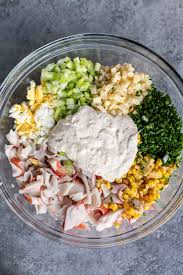 Imitation crab seafood salad is easy to make and can be served as a sandwich spread, chunky dip, or appetizer cracker topper. Crab Salad Recipe Let The Baking Begin